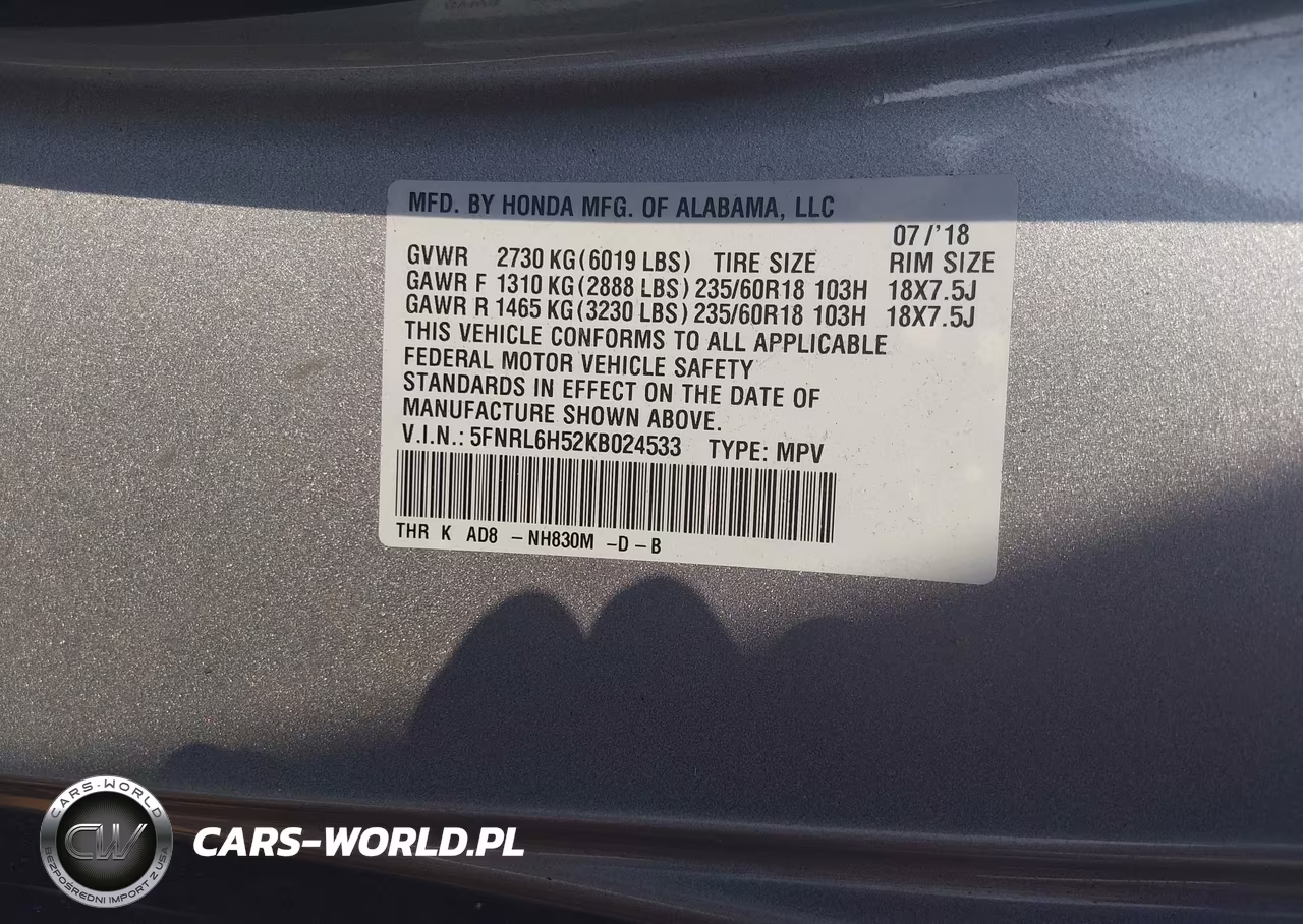 2019 Honda Odyssey Ex VIN:5FNRL6H52KB024533 - 9