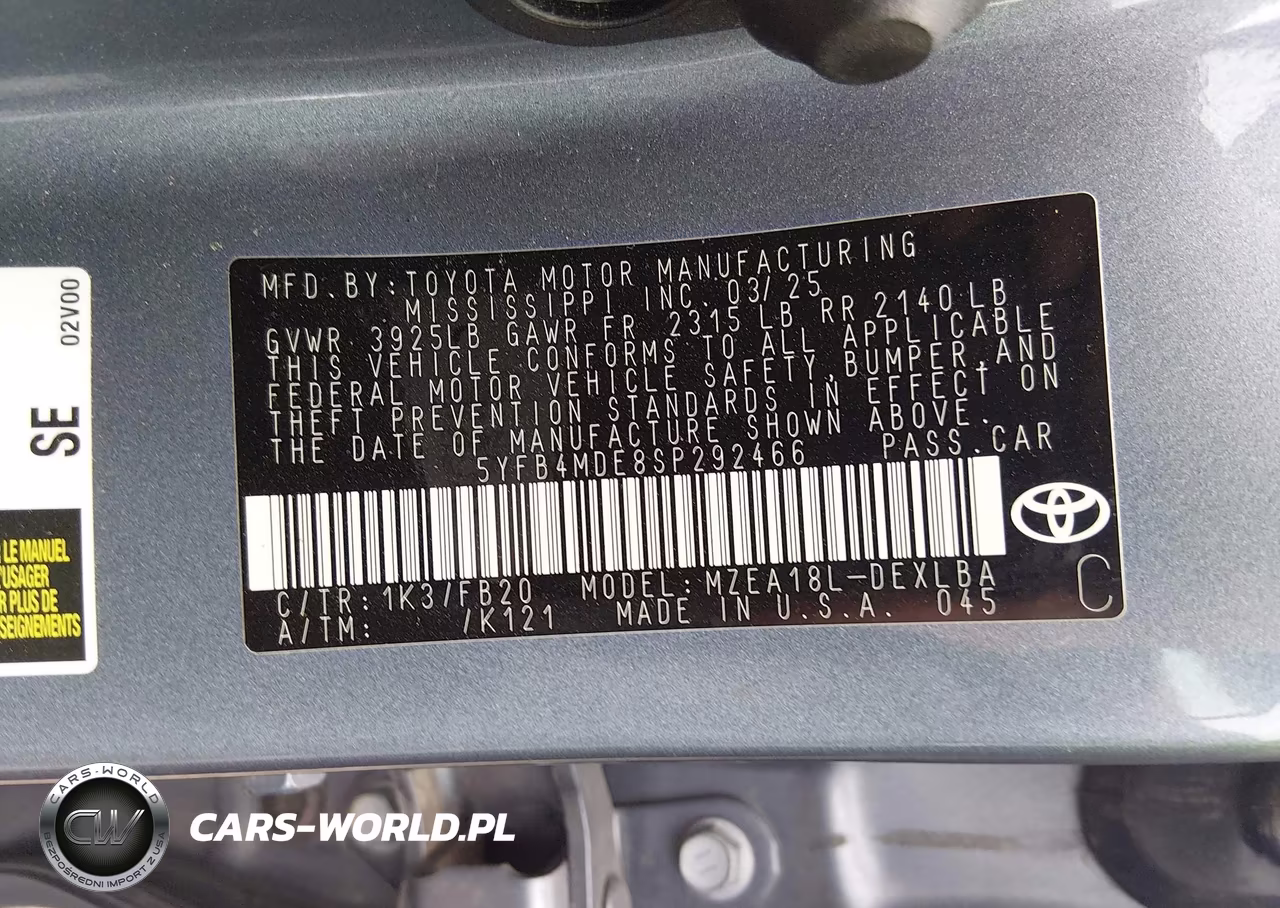 2025 Toyota Corolla Le VIN:5YFB4MDE8SP292466 - 9