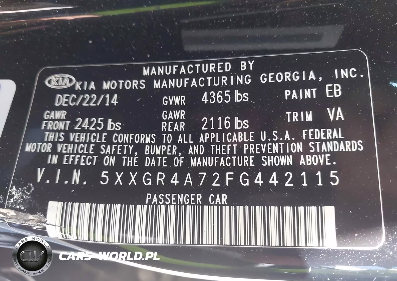 2015 Kia Optima Sx VIN:5XXGR4A72FG442115 - 9