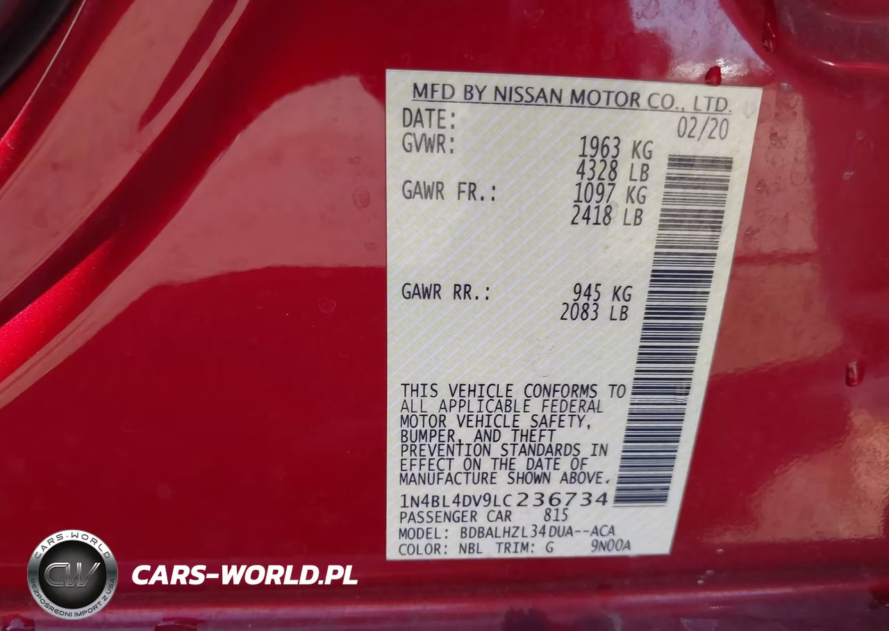 2020 Nissan Altima Sv Fwd VIN:1N4BL4DV9LC236734 - 9