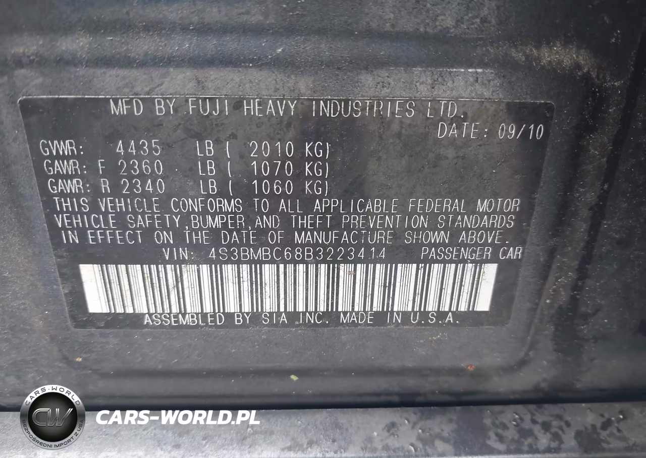 2011 Subaru Legacy 2.5I Prem Awp VIN:4S3BMBC68B3223414 - 9