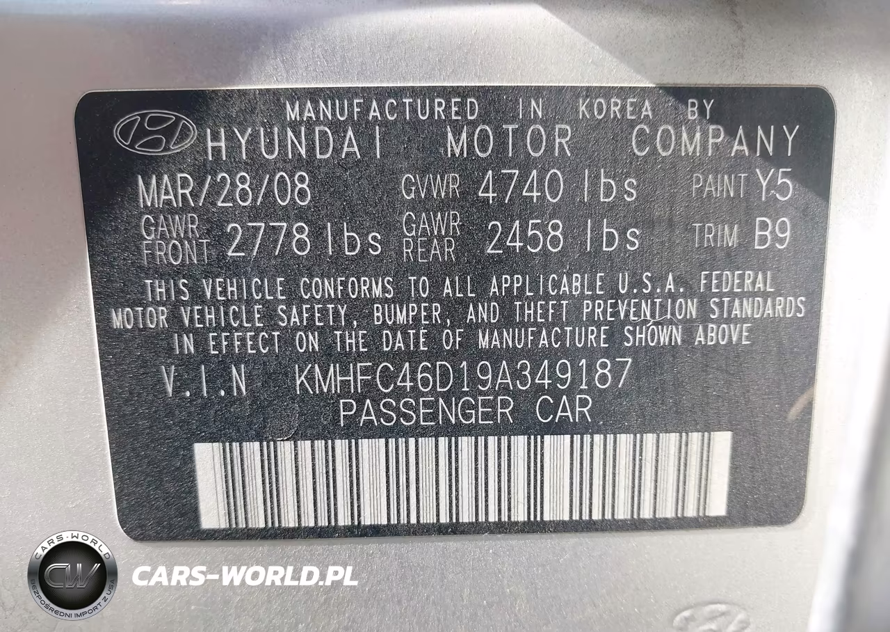2009 Hyundai Azera Gls VIN:KMHFC46D19A349187 - 9