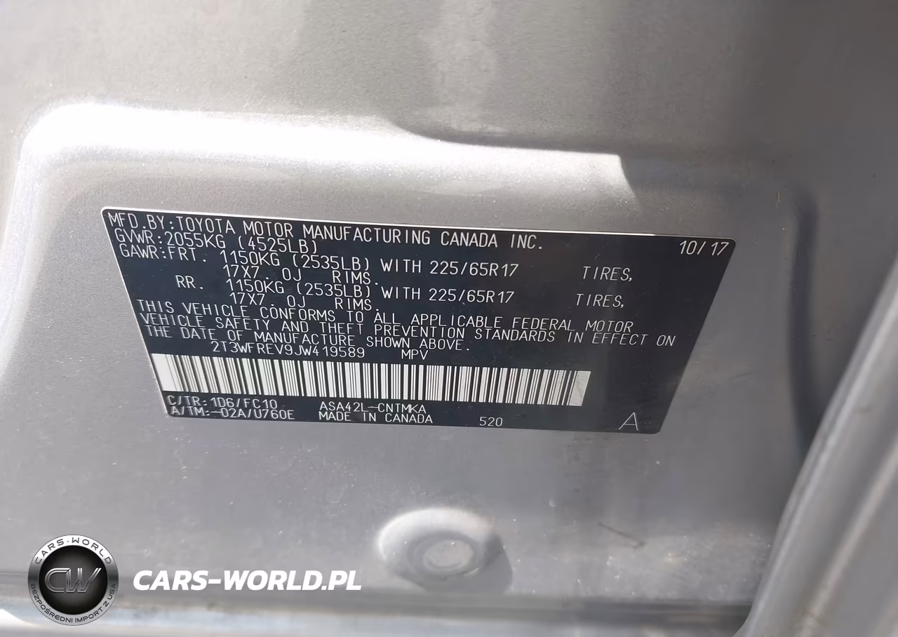 2018 Toyota Rav4 Xle VIN:2T3WFREV9JW419589 - 9