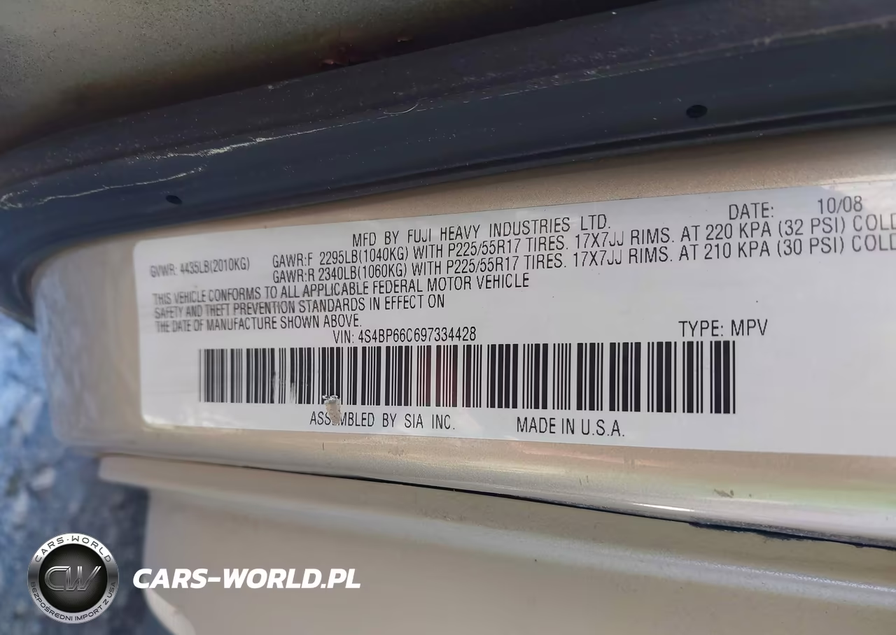 2009 Subaru Outback 2.5I Limited VIN:4S4BP66C697334428 - 9