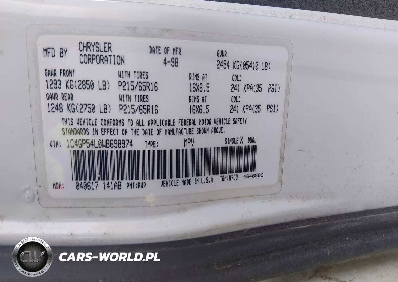1998 Chrysler Town & Country Lx VIN:1C4GP54L0WB698974 - 9