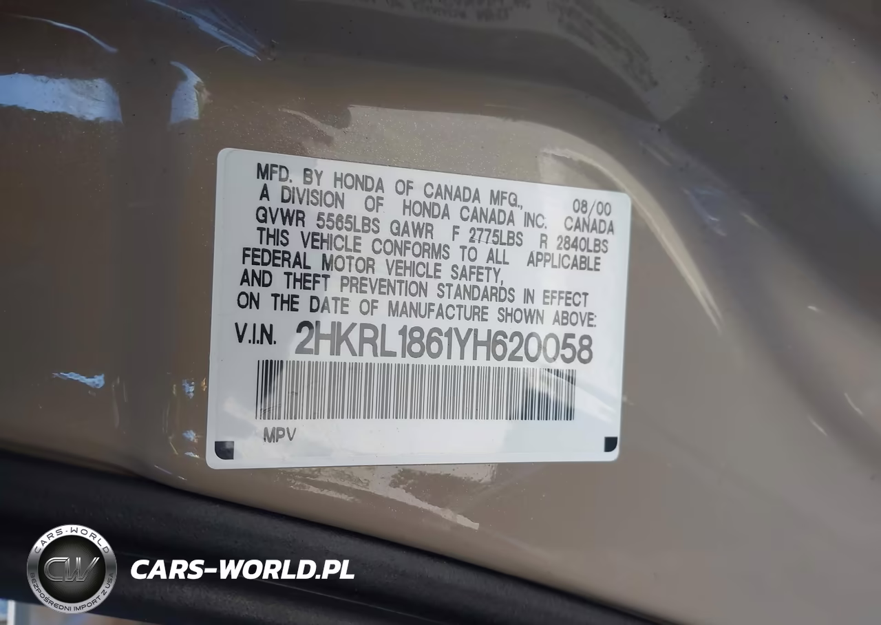 2000 Honda Odyssey Ex VIN:2HKRL1861YH620058 - 9