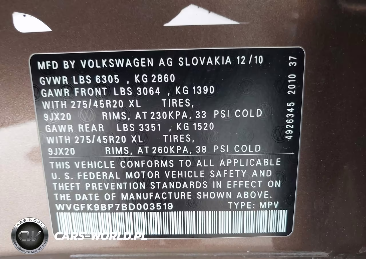 2011 Volkswagen Touareg Tdi Executive VIN:WVGFK9BP7BD003519 - 9