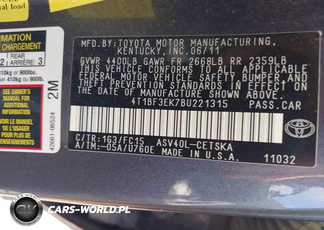 2011 Toyota Camry Se VIN:4T1BF3EK7BU221315 - 9
