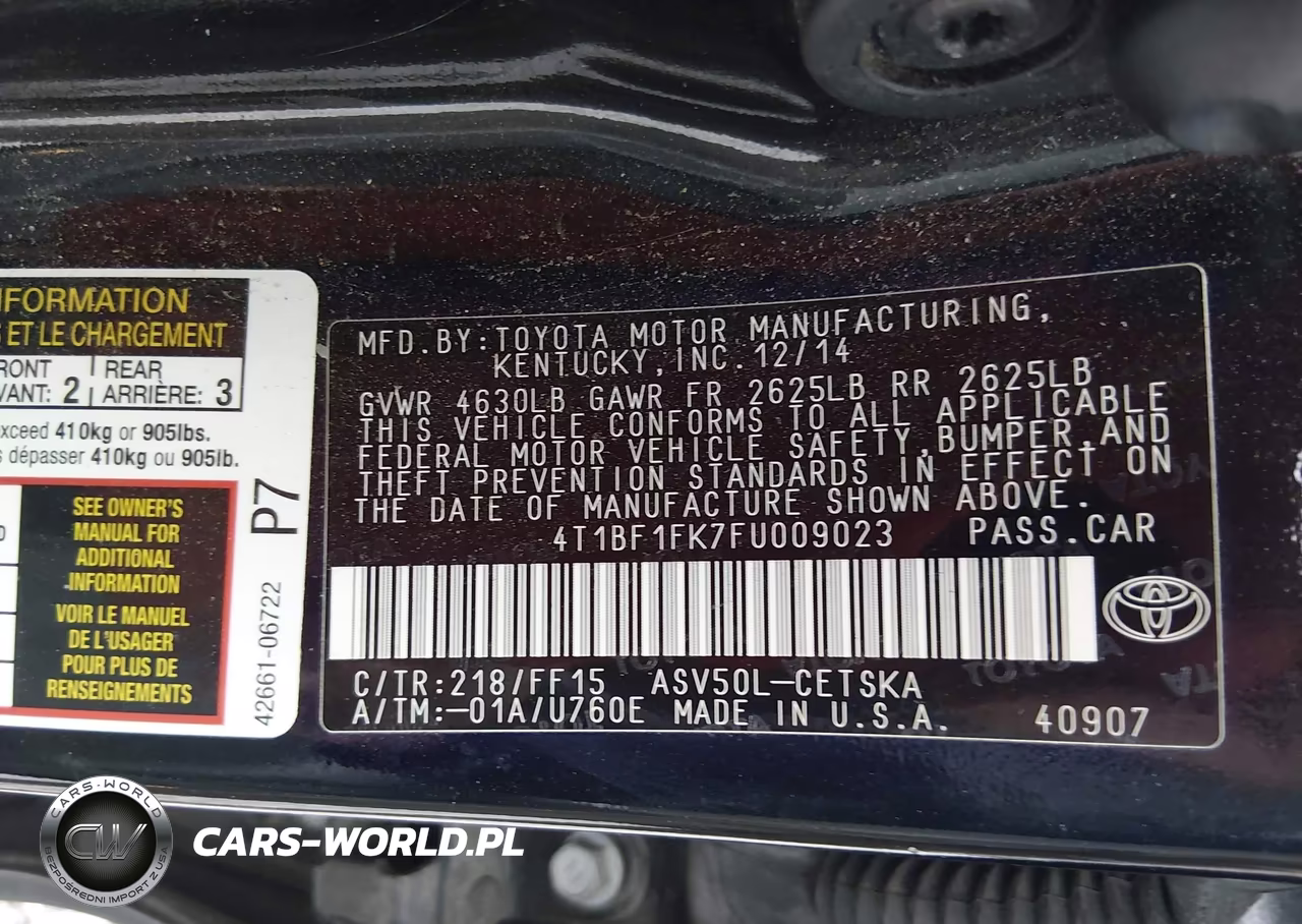 2015 Toyota Camry Se VIN:4T1BF1FK7FU009023 - 9