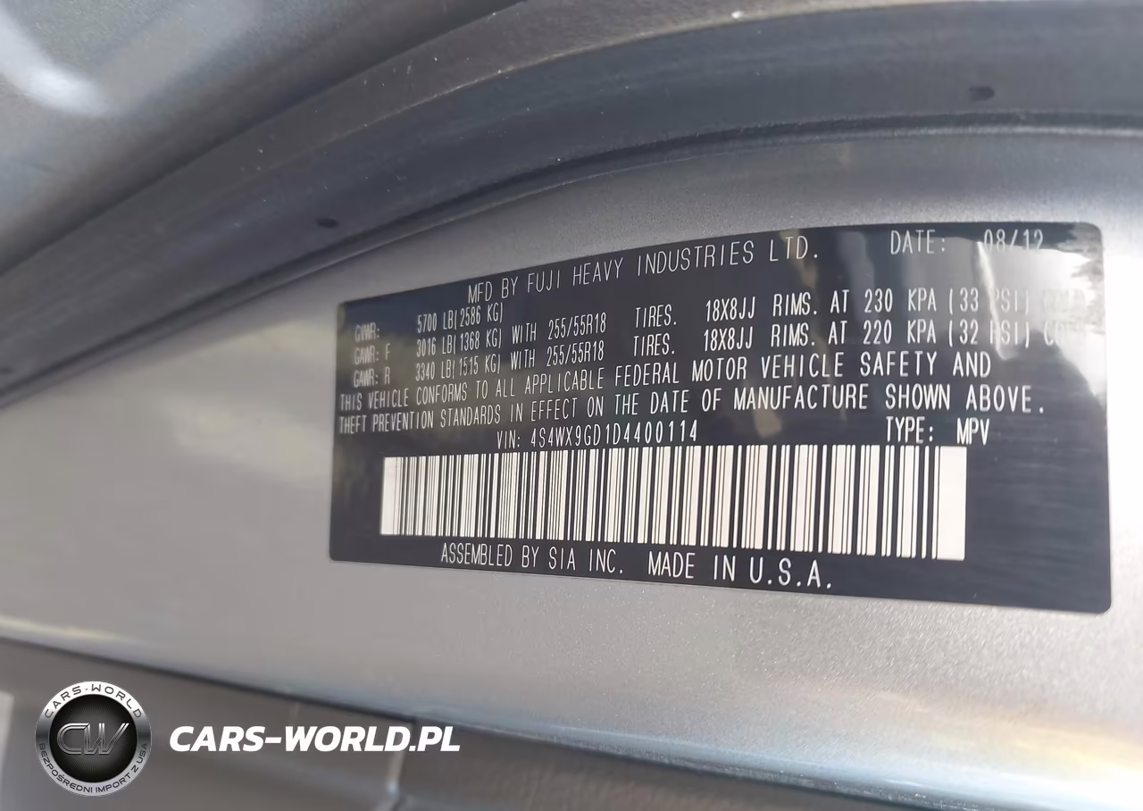 2013 Subaru Tribeca Limited-Touring VIN:4S4WX9GD1D4400114 - 9