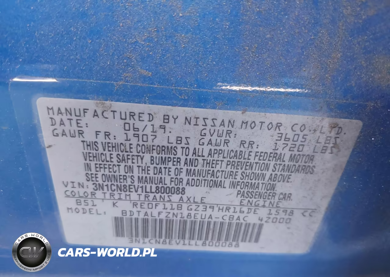 2020 Nissan Versa Sv Xtronic Cvt VIN:3N1CN8EV1LL800088 - 9