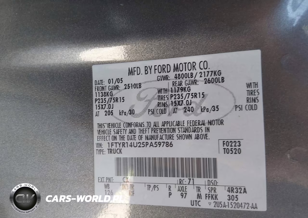 2005 Ford Ranger Edge-Stx-Xl-Xlt VIN:1FTYR14U25PA59786 - 9