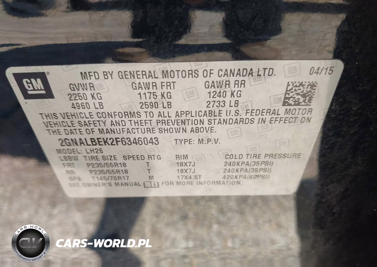 2015 Chevrolet Equinox Lt VIN:2GNALBEK2F6346043 - 9