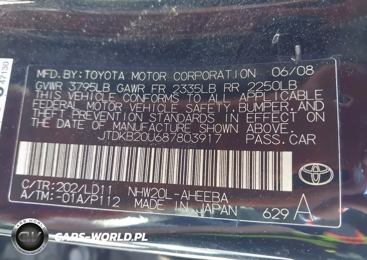 2008 Toyota Prius VIN:JTDKB20U687803917 - 9