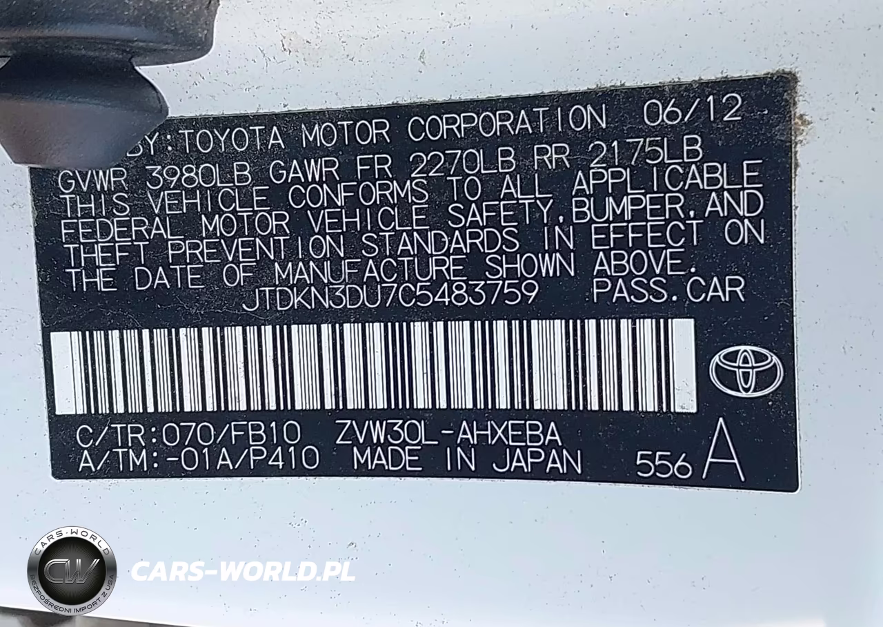 2012 Toyota Prius Three VIN:JTDKN3DU7C5483759 - 9
