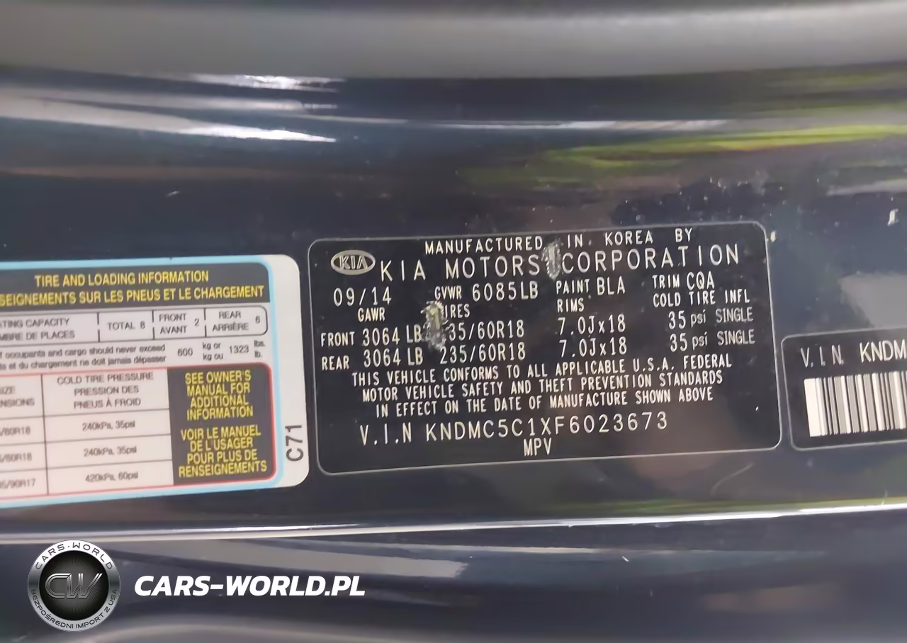 2015 Kia Sedona Ex VIN:KNDMC5C1XF6023673 - 9