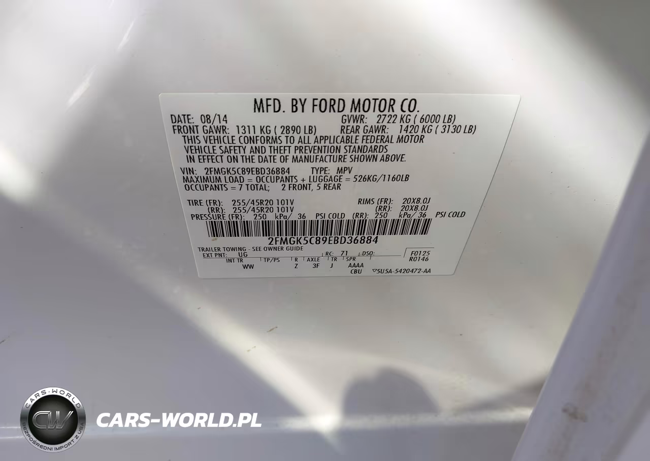 2014 Ford Flex Sel VIN:2FMGK5C89EBD36884 - 9