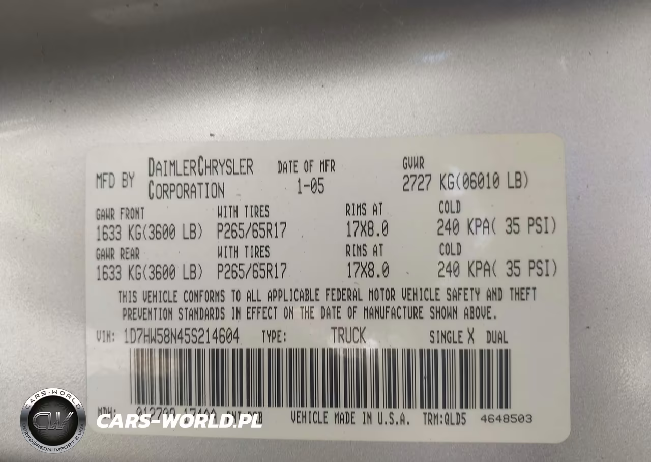 2005 Dodge Dakota Laramie VIN:1D7HW58N45S214604 - 9