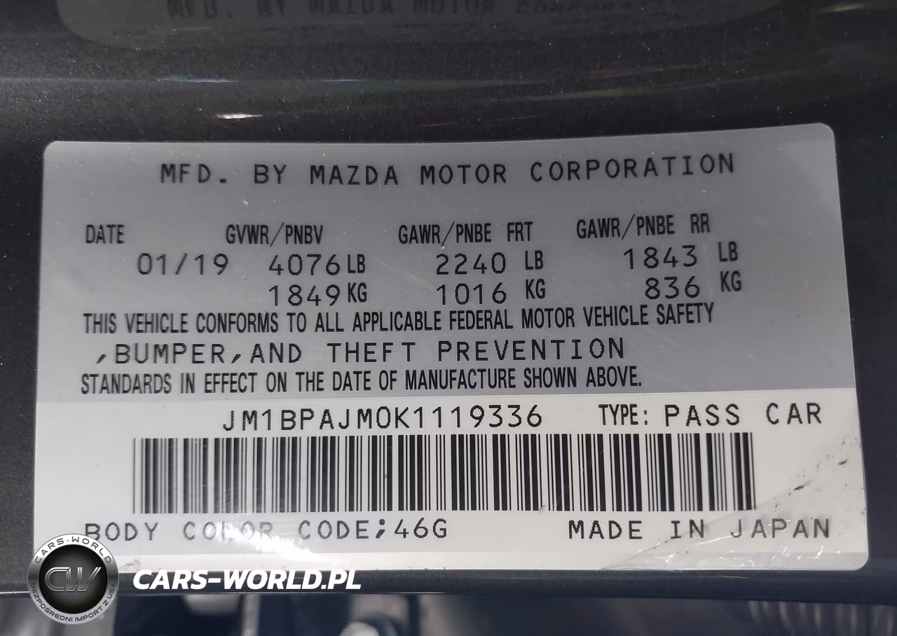 2019 Mazda Mazda3 VIN:JM1BPAJM0K1119336 - 9