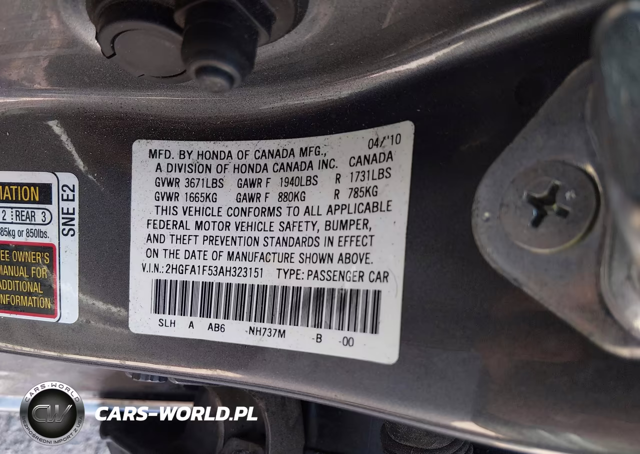 2010 Honda Civic Lx VIN:2HGFA1F53AH323151 - 9