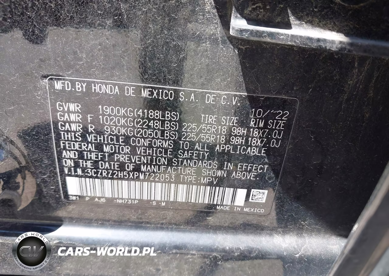 2023 Honda Hr-V Awd Sport VIN:3CZRZ2H5XPM722053 - 9