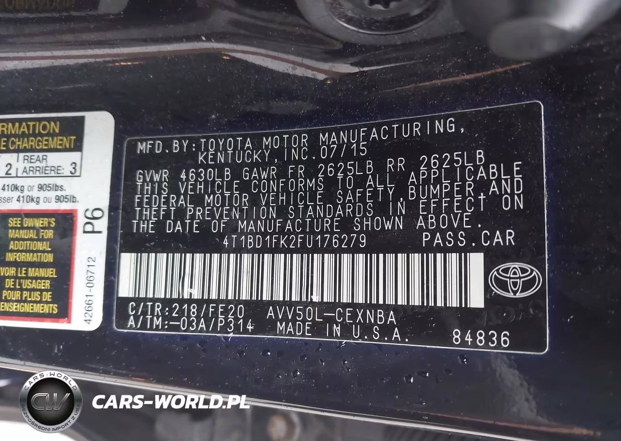 2015 Toyota Camry Hybrid Le VIN:4T1BD1FK2FU176279 - 9