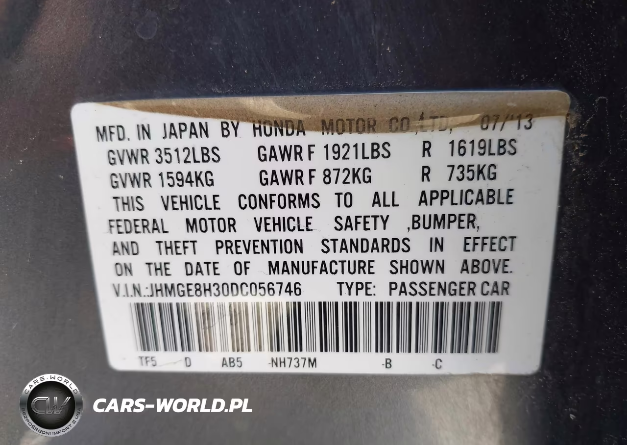 2013 Honda Fit VIN:JHMGE8H30DC056746 - 9