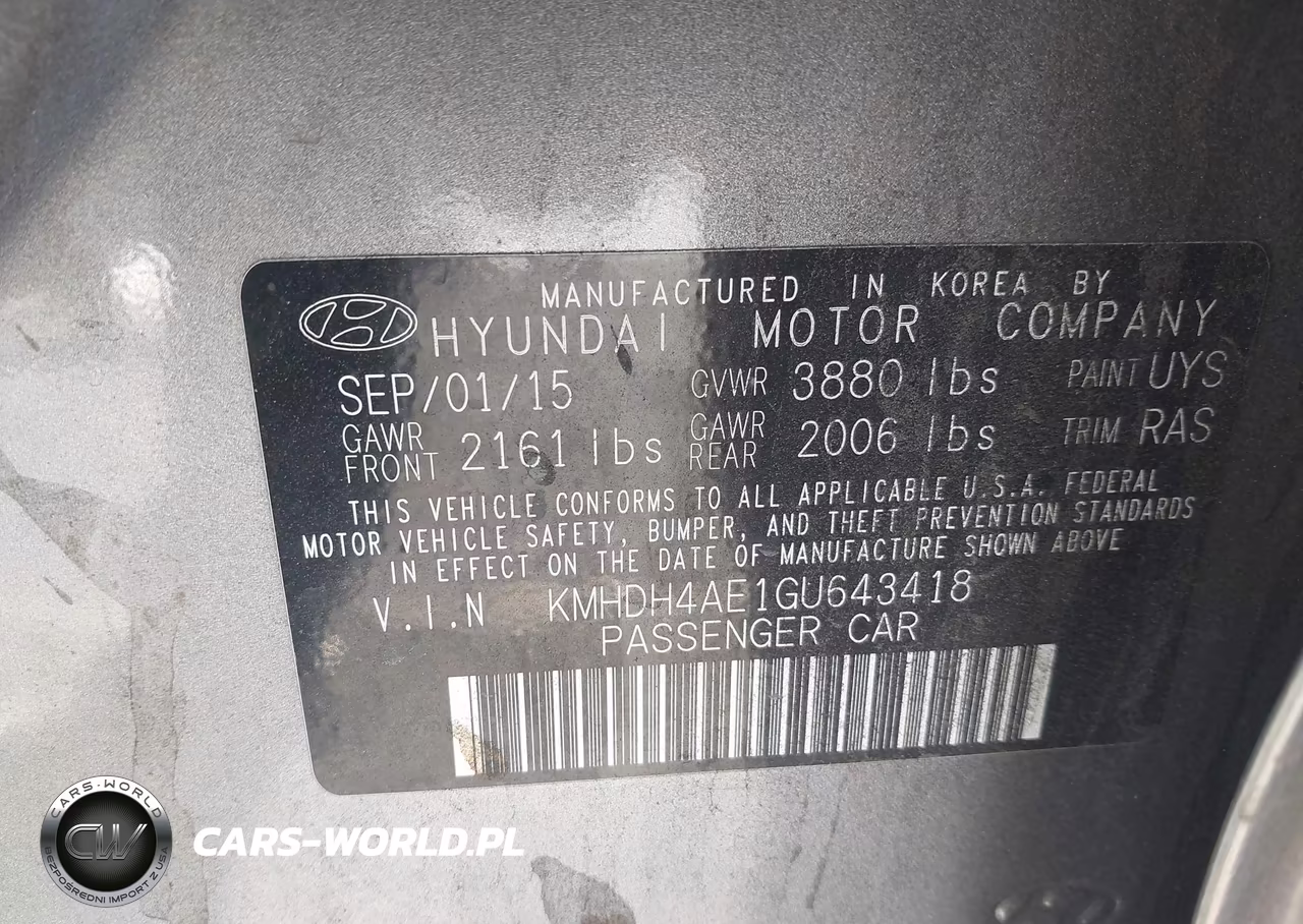 2016 Hyundai Elantra Se VIN:KMHDH4AE1GU643418 - 9