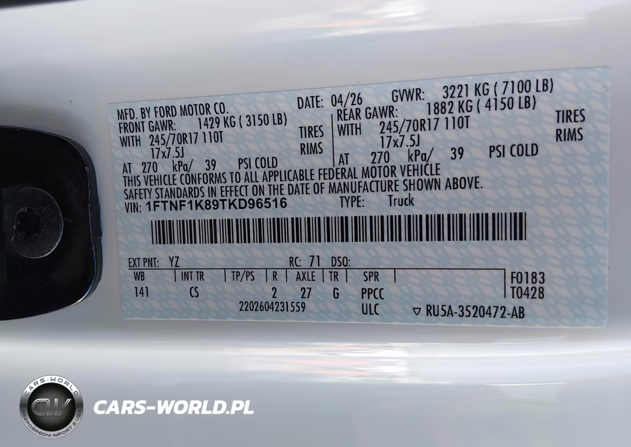 2026 Ford F-150 Xl VIN:1FTNF1K89TKD96516 - 9