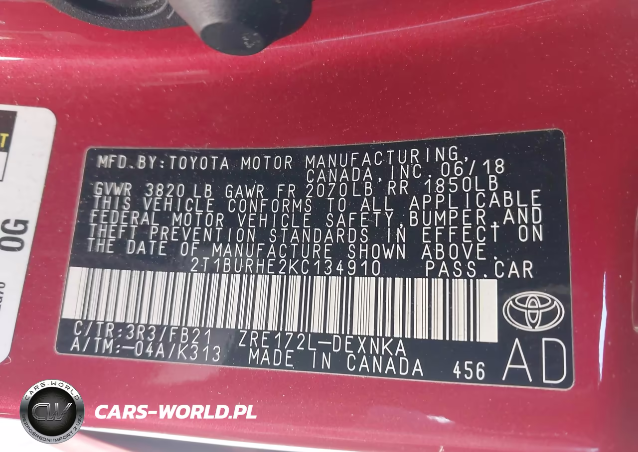 2019 Toyota Corolla Le VIN:2T1BURHE2KC134910 - 9