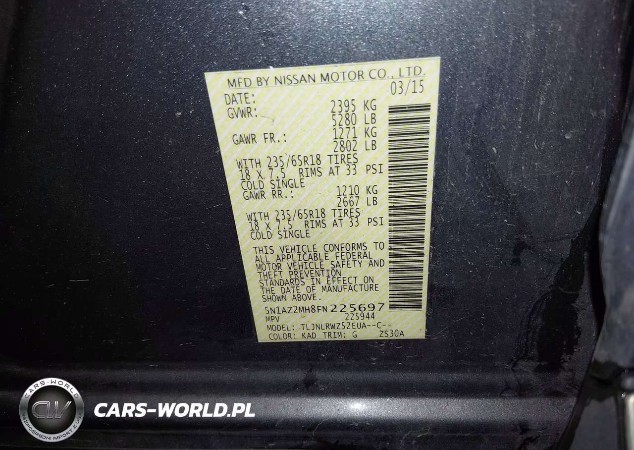 2015 Nissan Murano Sl VIN:5N1AZ2MH8FN225697 - 9