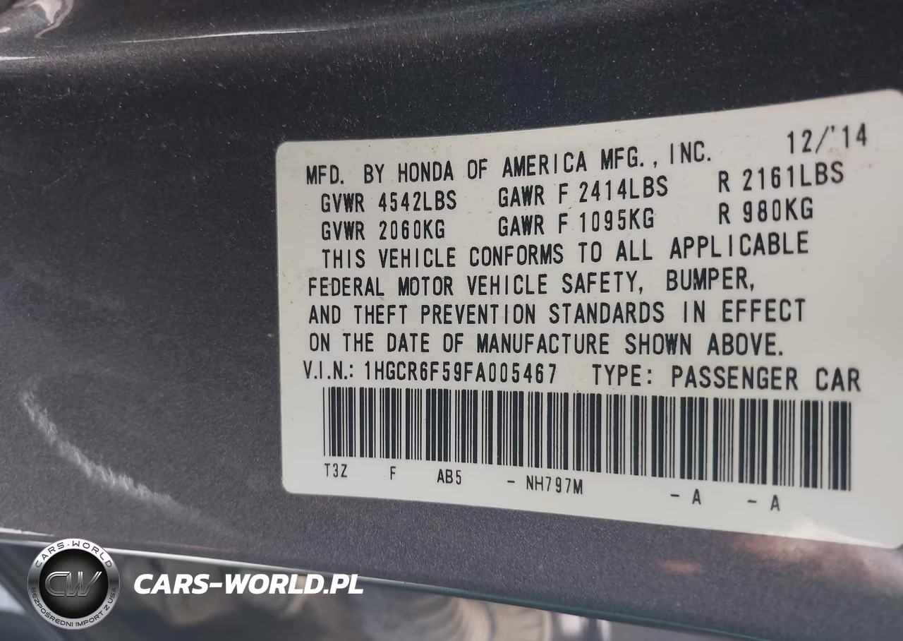 2015 Honda Accord Hybrid Ex-L VIN:1HGCR6F59FA005467 - 9