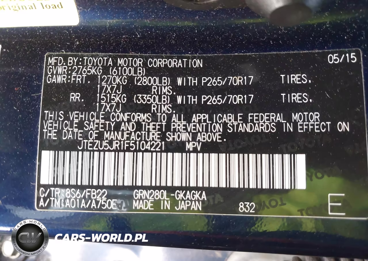 2015 Toyota 4Runner Sr5 VIN:JTEZU5JR1F5104221 - 9