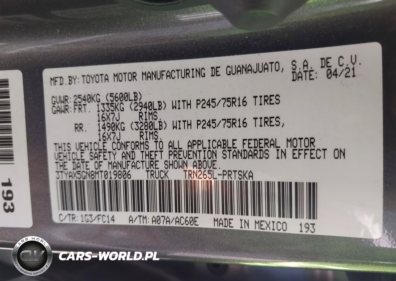 2021 Toyota Tacoma Sr5 VIN:3TYAX5GN8MT019806 - 9