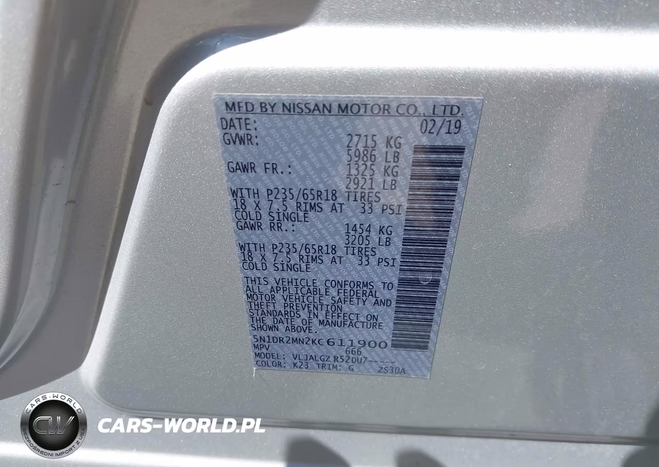 2019 Nissan Pathfinder Sl VIN:5N1DR2MN2KC611900 - 9
