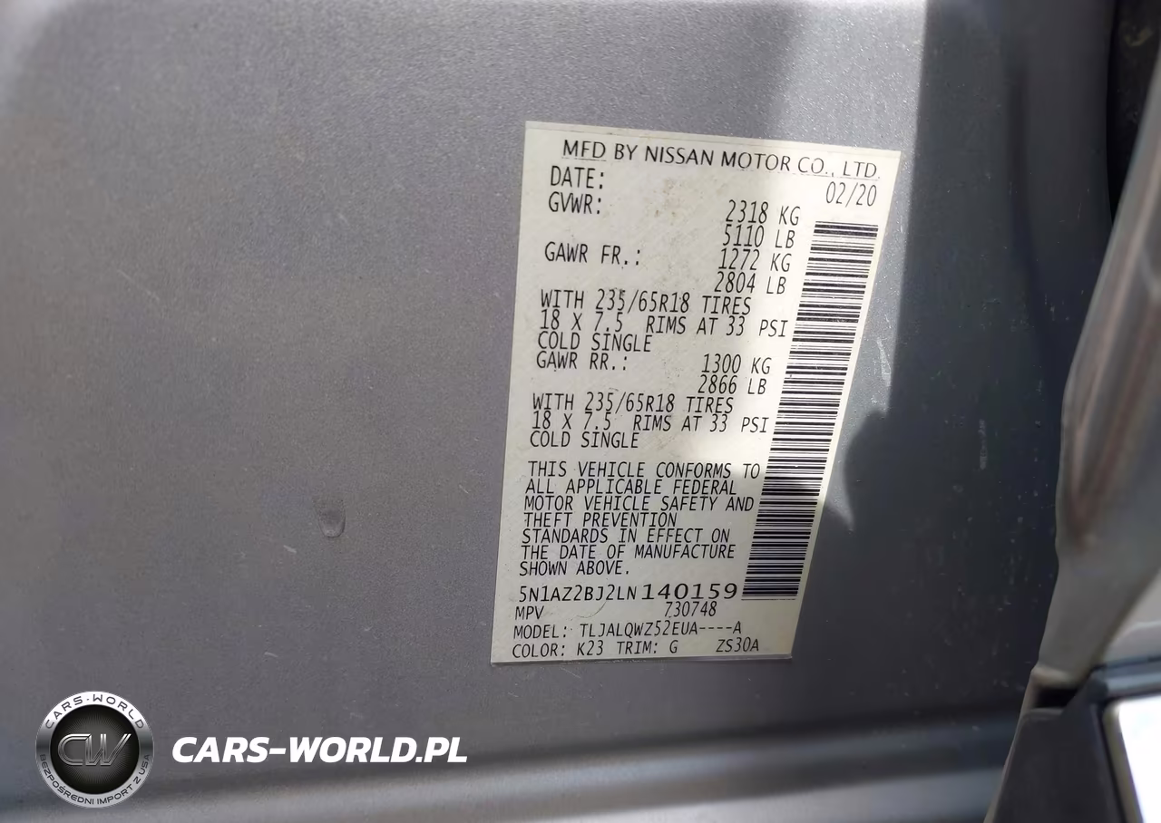 2020 Nissan Murano Sv Fwd VIN:5N1AZ2BJ2LN140159 - 9