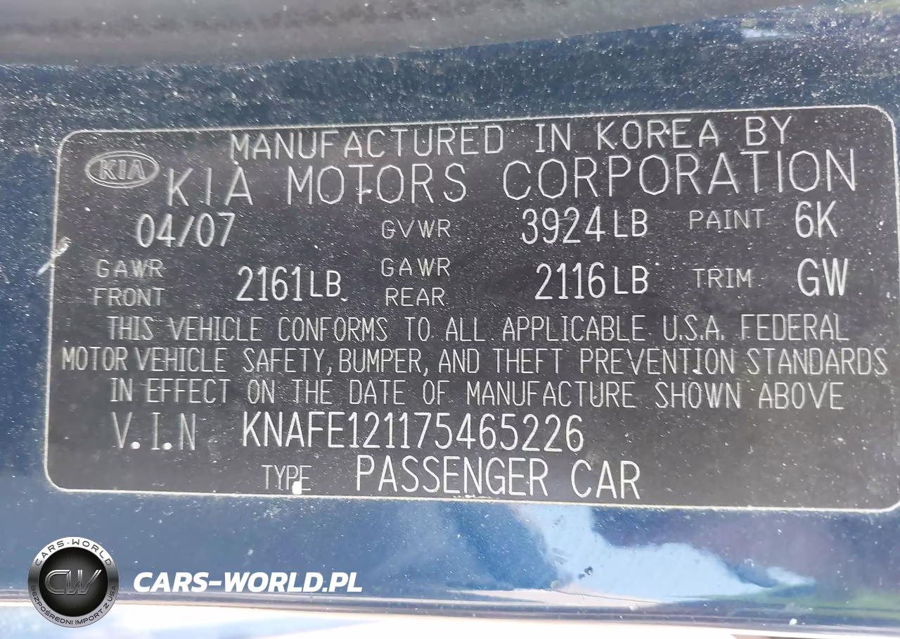 2007 Kia Spectra Ex VIN:KNAFE121175465226 - 9