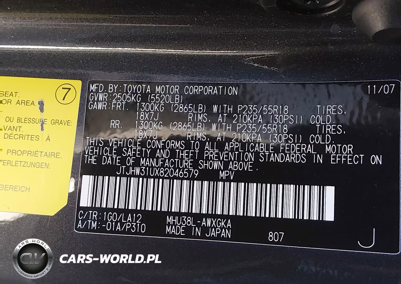 2008 Lexus Rx 400H VIN:JTJHW31UX82046579 - 9