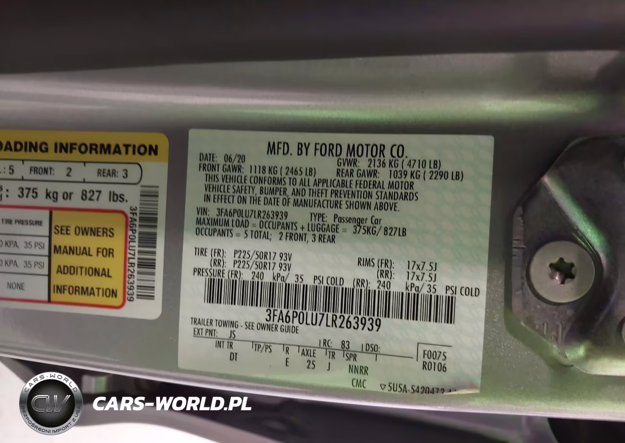 2020 Ford Fusion Hybrid Se VIN:3FA6P0LU7LR263939 - 9