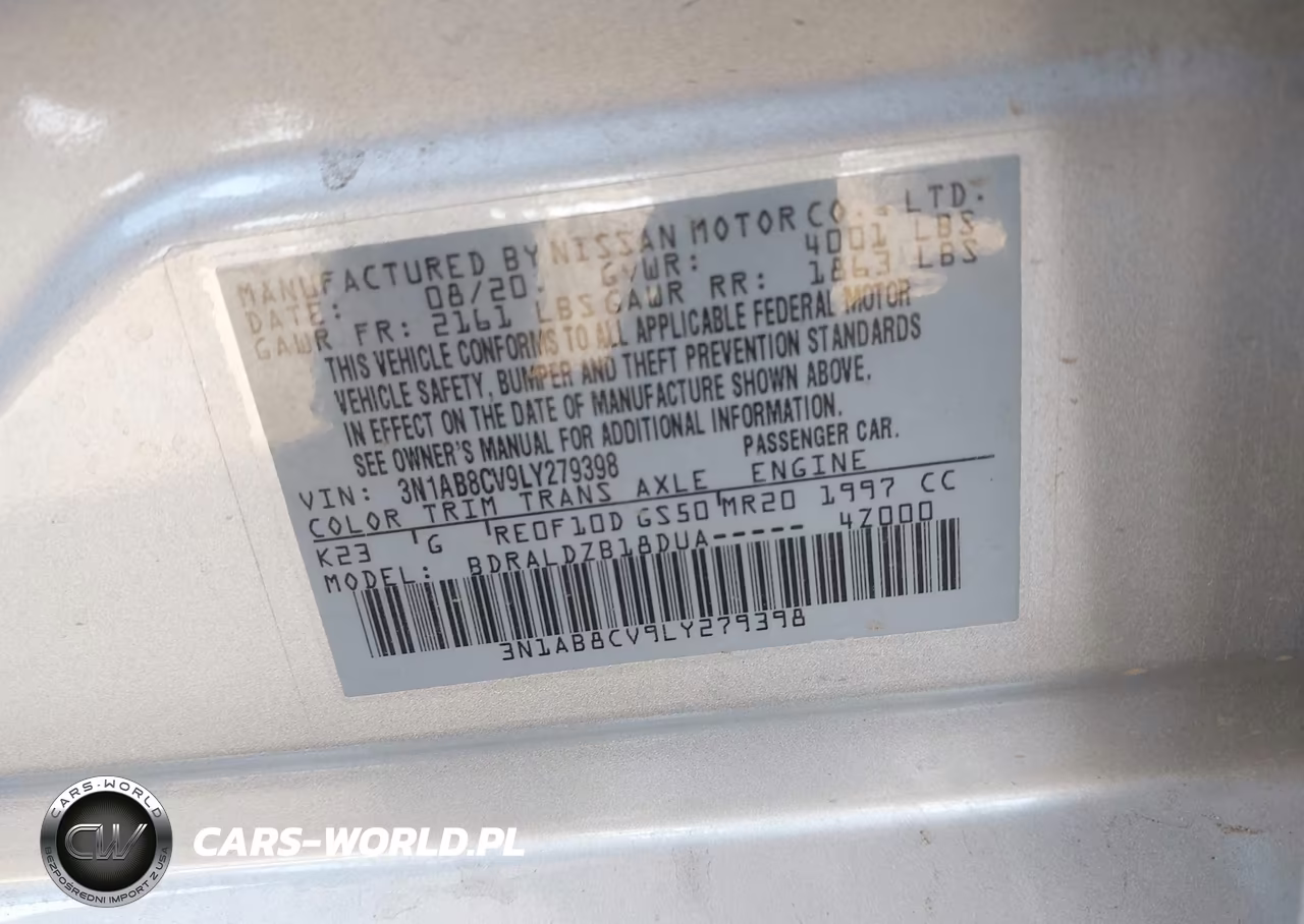 2020 Nissan Sentra Sv Xtronic Cvt VIN:3N1AB8CV9LY279398 - 9