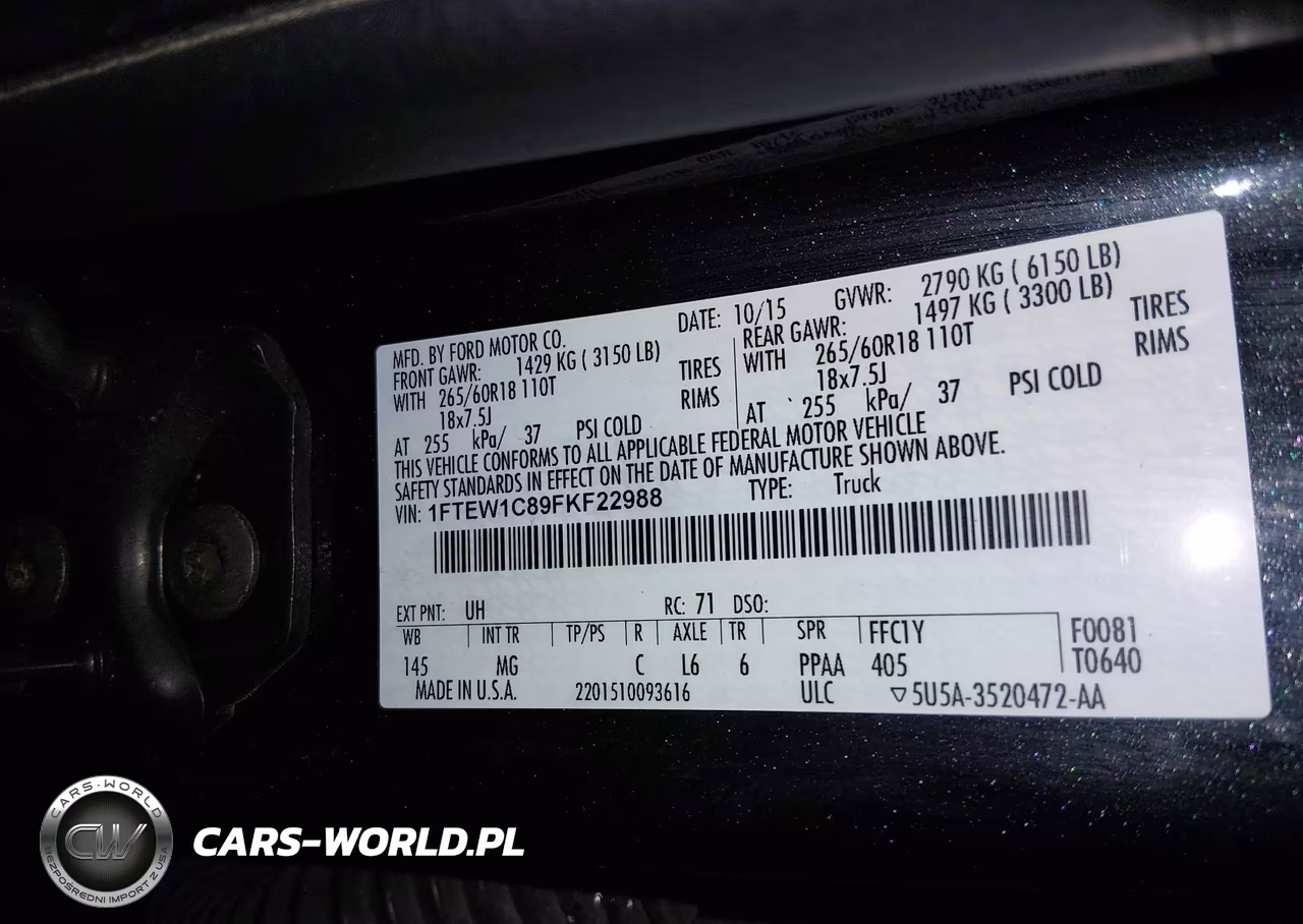 2015 Ford F-150 Xlt VIN:1FTEW1C89FKF22988 - 9
