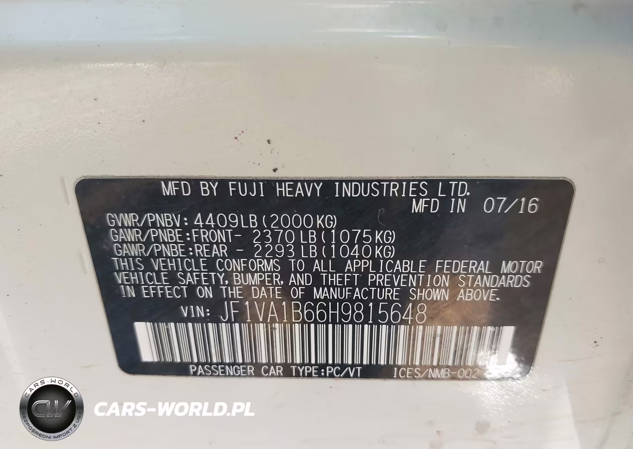 2017 Subaru Wrx VIN:JF1VA1B66H9815648 - 9
