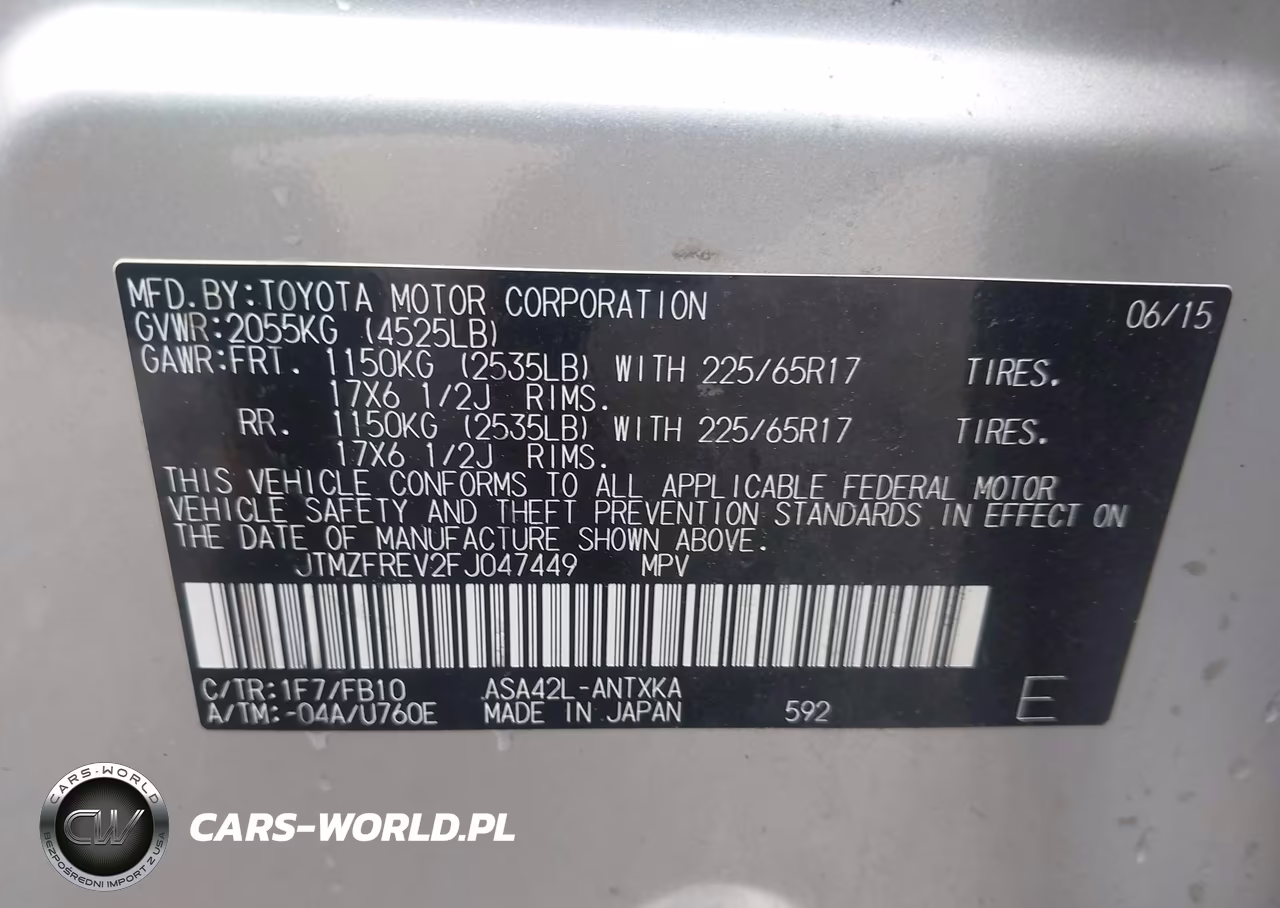 2015 Toyota Rav4 Le VIN:JTMZFREV2FJ047449 - 9
