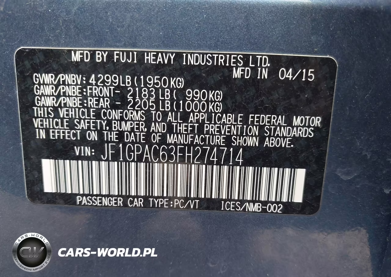 2015 Subaru Impreza 2.0I Premium VIN:JF1GPAC63FH274714 - 9