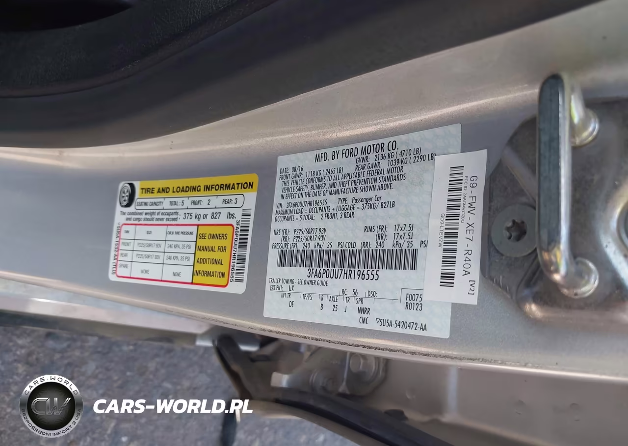 2017 Ford Fusion Hybrid S VIN:3FA6P0UU7HR196555 - 3