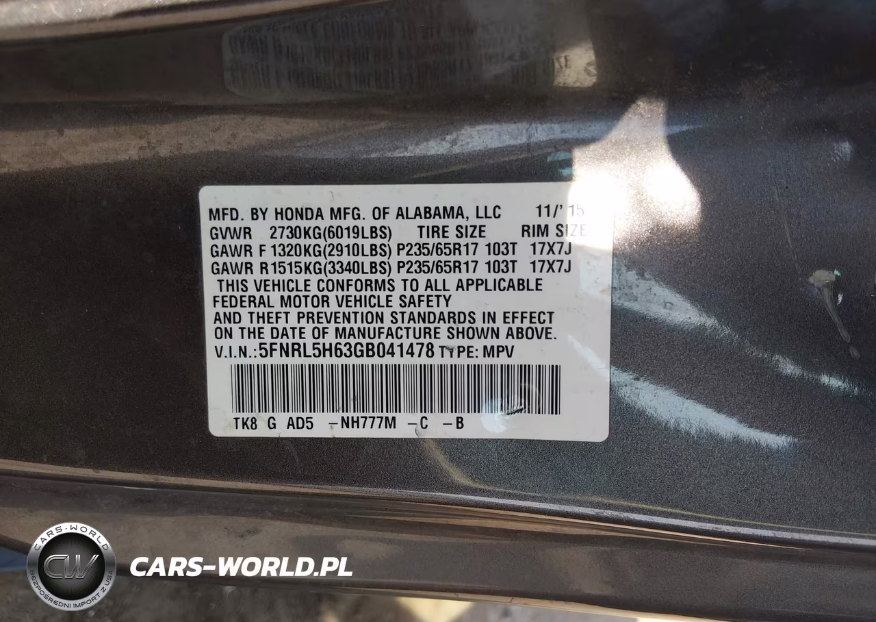 2016 Honda Odyssey Ex-L VIN:5FNRL5H63GB041478 - 9