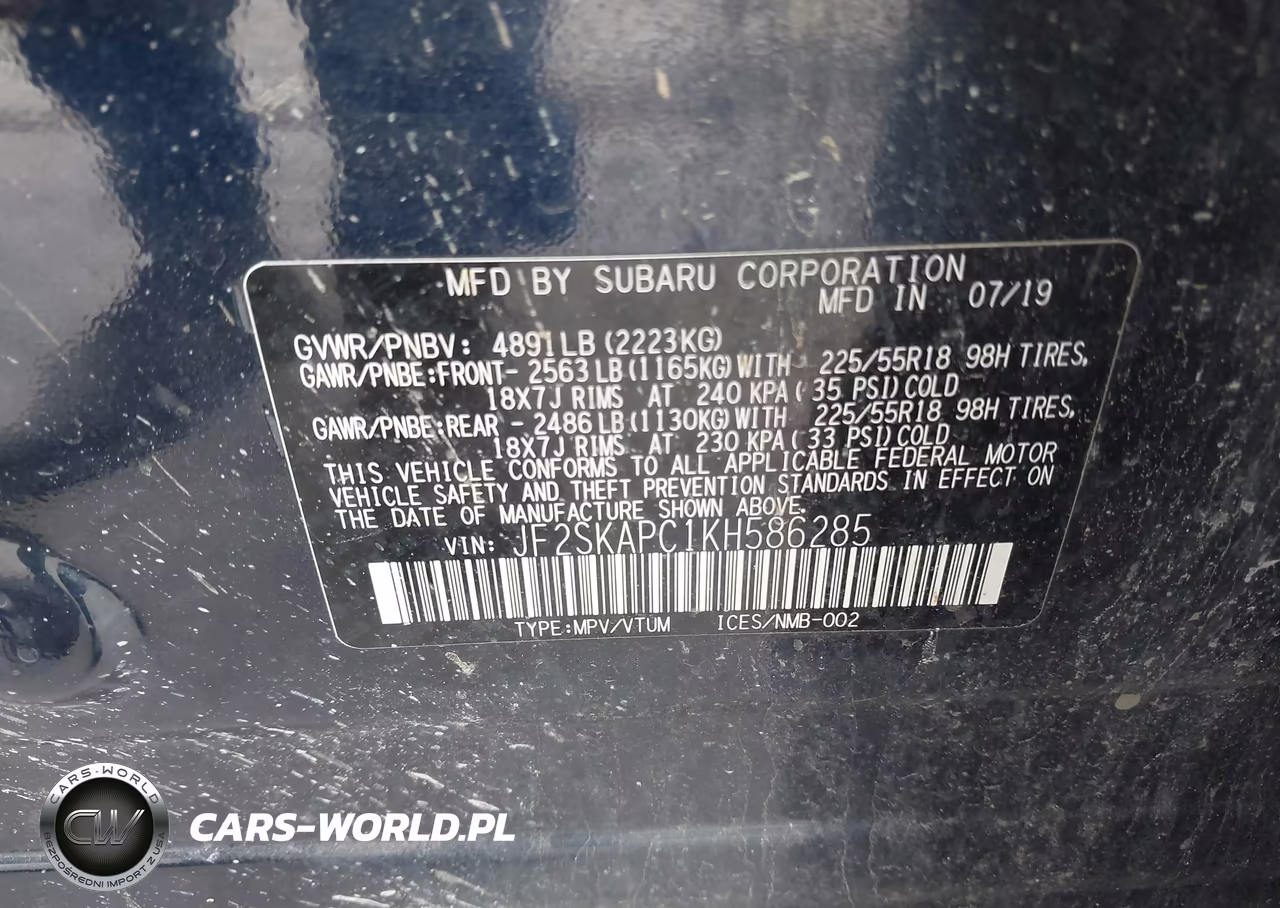 2019 Subaru Forester Sport VIN:JF2SKAPC1KH586285 - 9