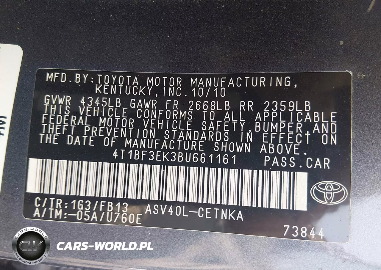 2011 Toyota Camry Le VIN:4T1BF3EK3BU661161 - 9
