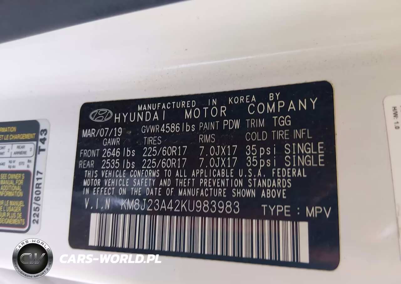 2019 Hyundai Tucson Se VIN:KM8J23A42KU983983 - 9