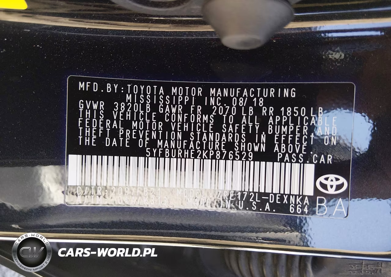 2019 Toyota Corolla Le VIN:5YFBURHE2KP876529 - 9